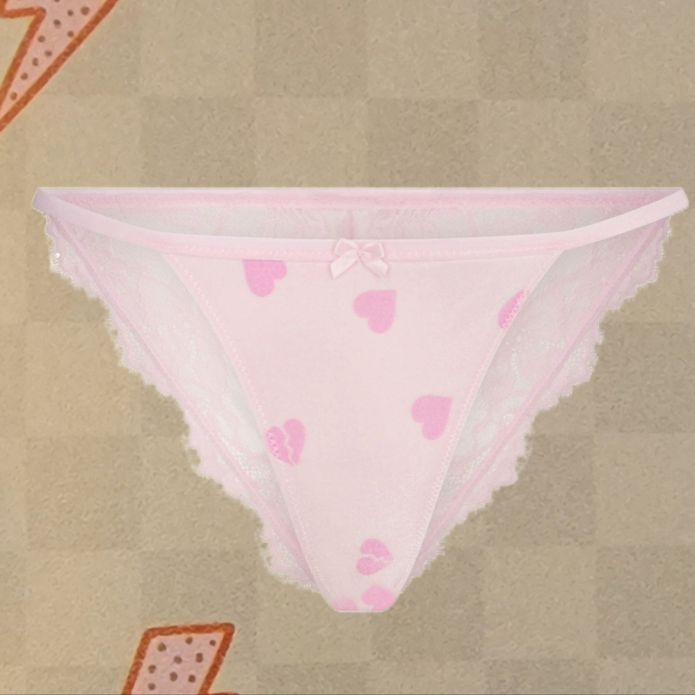 Skims 2x Valentine's Collection Pink Velvet Lace Panty Heartbreaker